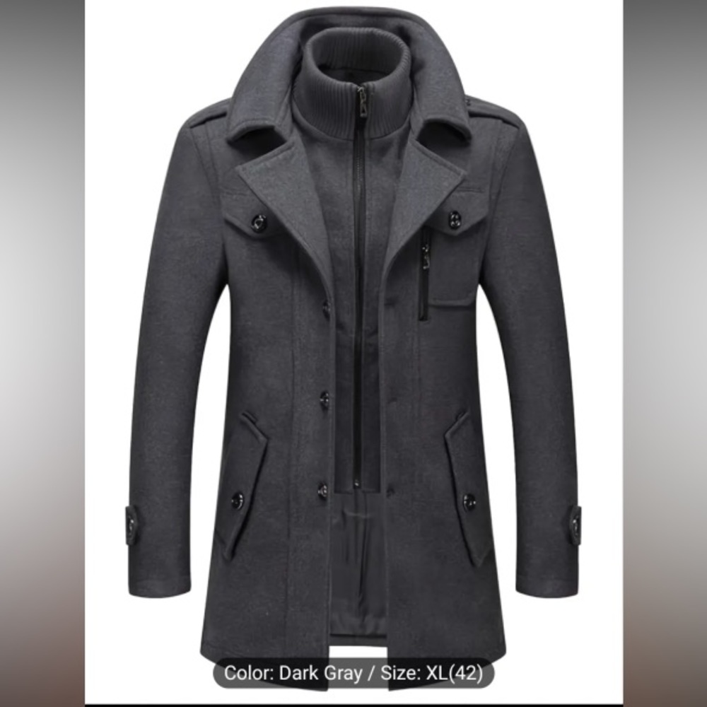 Men's Business Woolen Coat Fashion Double Collar XL
